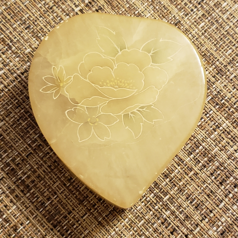 Vintage Himark Italy Floral Alabaster Trinket Box